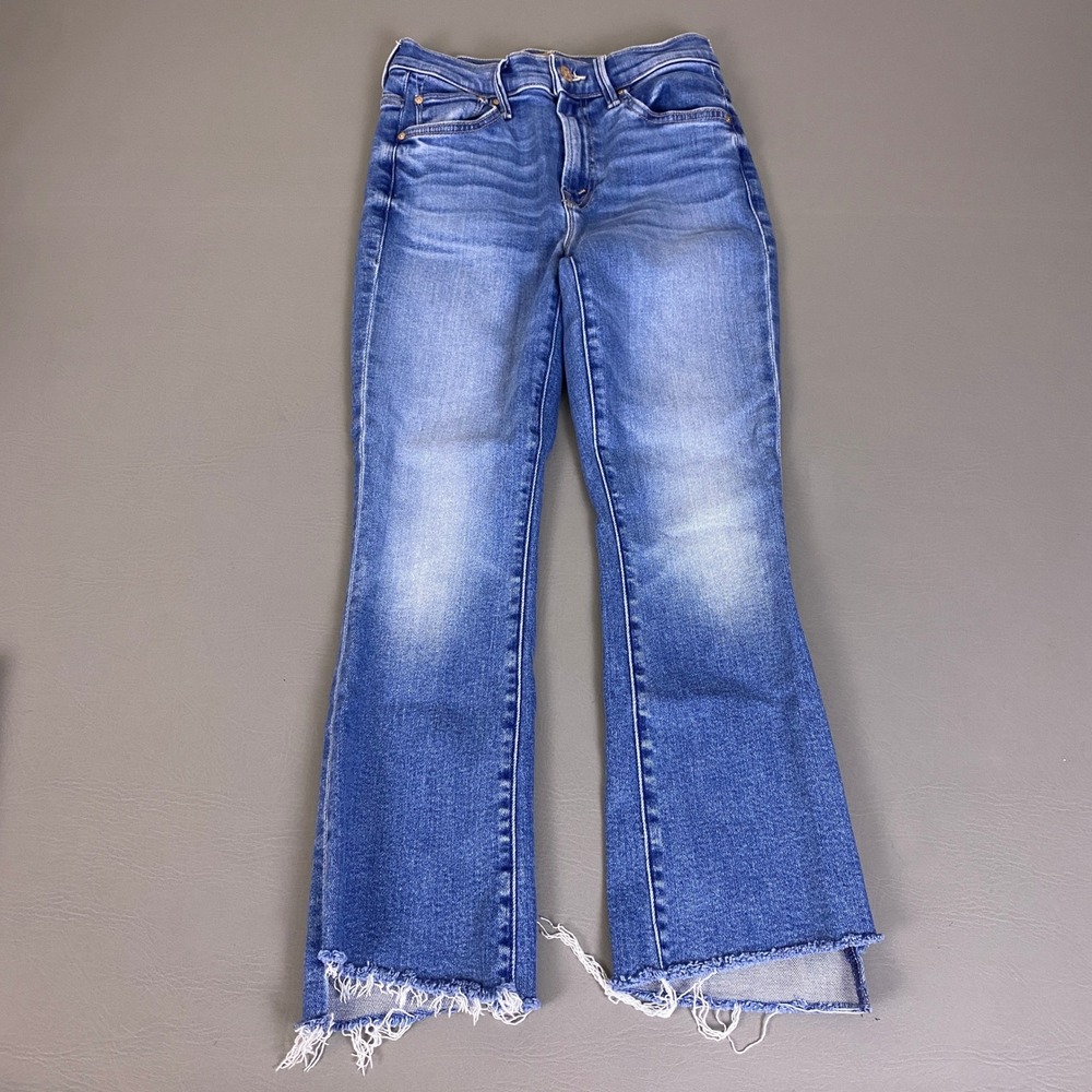 MOTHER Lil Insider Crop Step Fray Jeans Women's Size 25 Blue High Rise Bootcut